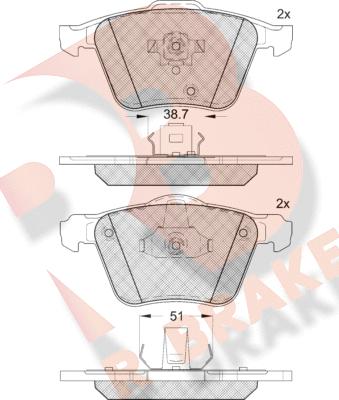 R Brake RB1655 - Brake Pad Set, disc brake autospares.lv