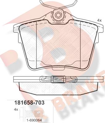 R Brake RB1658-703 - Brake Pad Set, disc brake autospares.lv