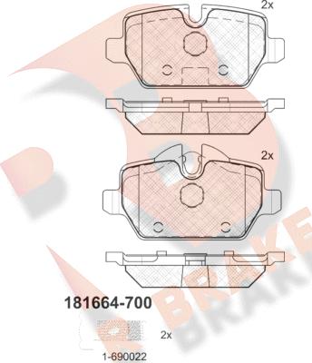 R Brake RB1664-700 - Brake Pad Set, disc brake autospares.lv