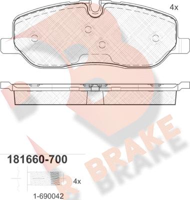 R Brake RB1660-700 - Brake Pad Set, disc brake autospares.lv