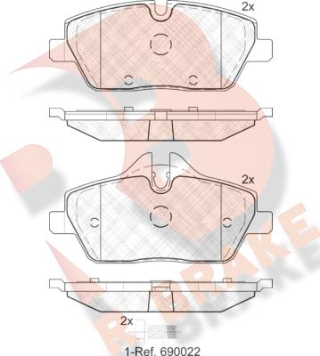 R Brake RB1662-202 - Brake Pad Set, disc brake autospares.lv