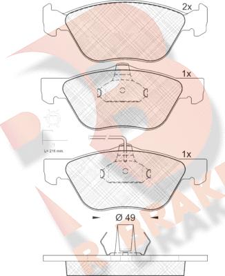 R Brake RB1601 - Brake Pad Set, disc brake autospares.lv