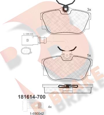 R Brake RB1614-700 - Brake Pad Set, disc brake autospares.lv