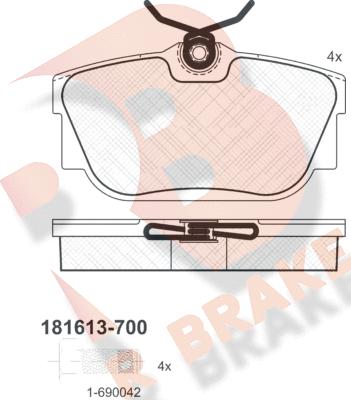 R Brake RB1613-700 - Brake Pad Set, disc brake autospares.lv