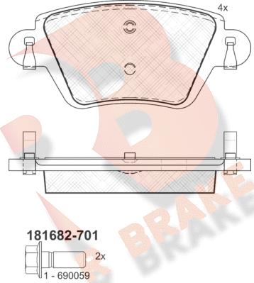 R Brake RB1682-701 - Brake Pad Set, disc brake autospares.lv