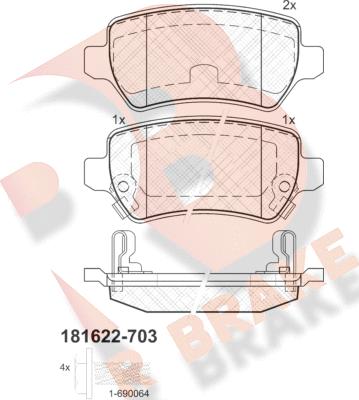 R Brake RB1622-703 - Brake Pad Set, disc brake autospares.lv