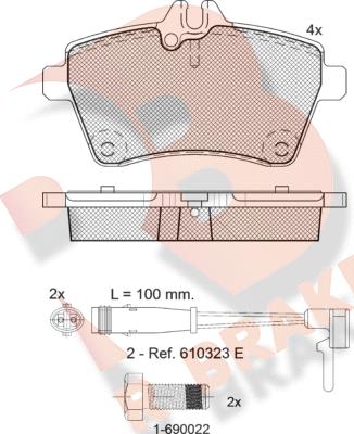 R Brake RB1678-700 - Brake Pad Set, disc brake autospares.lv