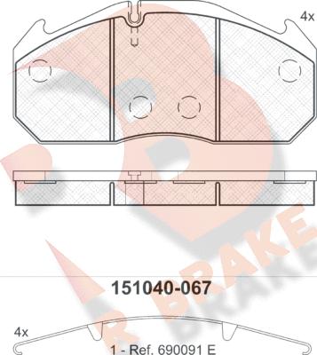 R Brake RB1040-067 - Brake Pad Set, disc brake autospares.lv