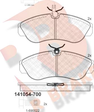 R Brake RB1054-700 - Brake Pad Set, disc brake autospares.lv