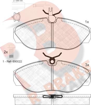 R Brake RB1053-203 - Brake Pad Set, disc brake autospares.lv