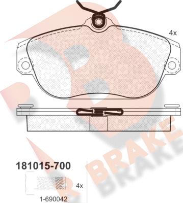 R Brake RB1015-700 - Brake Pad Set, disc brake autospares.lv