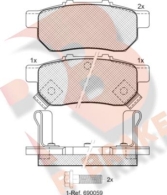 R Brake RB1024 - Brake Pad Set, disc brake autospares.lv