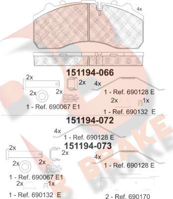 R Brake RB1194 - Brake Pad Set, disc brake autospares.lv