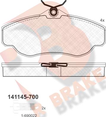 R Brake RB1145-700 - Brake Pad Set, disc brake autospares.lv