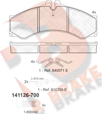 R Brake RB1126-700 - Brake Pad Set, disc brake autospares.lv