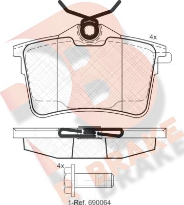 R Brake RB1895 - Brake Pad Set, disc brake autospares.lv