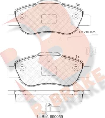 R Brake RB1843 - Brake Pad Set, disc brake autospares.lv