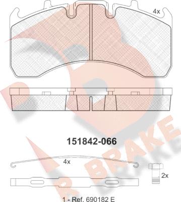 R Brake RB1842-066 - Brake Pad Set, disc brake autospares.lv