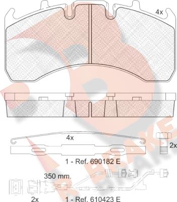 R Brake RB1842-122 - Brake Pad Set, disc brake autospares.lv