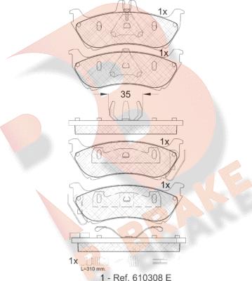 R Brake RB1392 - Brake Pad Set, disc brake autospares.lv