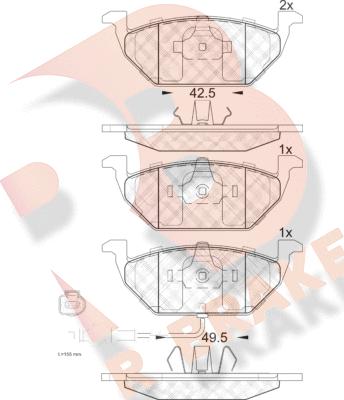 R Brake RB1349 - Brake Pad Set, disc brake autospares.lv