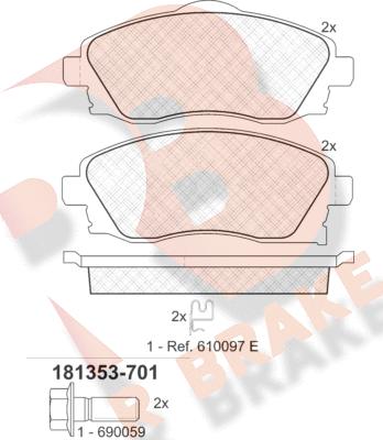 R Brake RB1353-701 - Brake Pad Set, disc brake autospares.lv