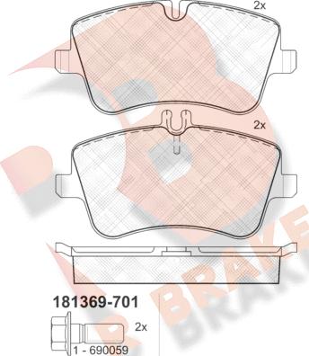 R Brake RB1369-701 - Brake Pad Set, disc brake autospares.lv