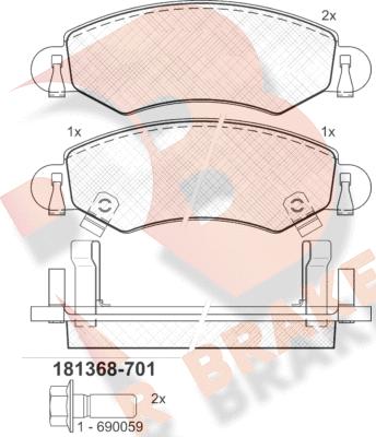 R Brake RB1368-701 - Brake Pad Set, disc brake autospares.lv