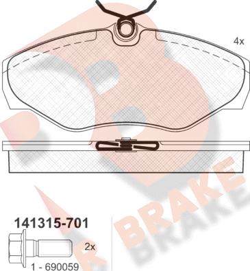 R Brake RB1315-701 - Brake Pad Set, disc brake autospares.lv