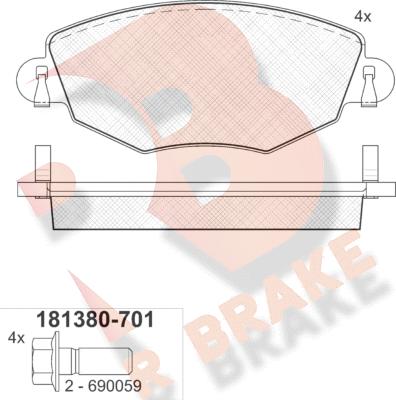 R Brake RB1380-701 - Brake Pad Set, disc brake autospares.lv