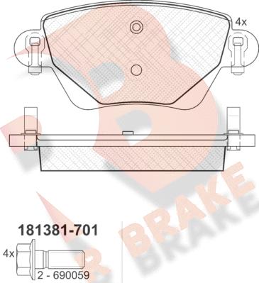 R Brake RB1381-701 - Brake Pad Set, disc brake autospares.lv