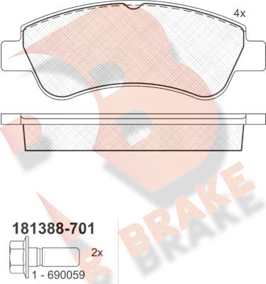 R Brake RB1388-701 - Brake Pad Set, disc brake autospares.lv
