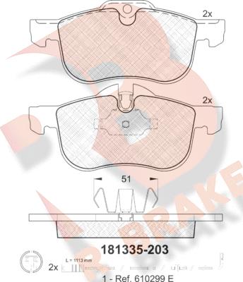 R Brake RB1335 - Brake Pad Set, disc brake autospares.lv