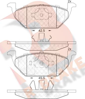 R Brake RB1338 - Brake Pad Set, disc brake autospares.lv