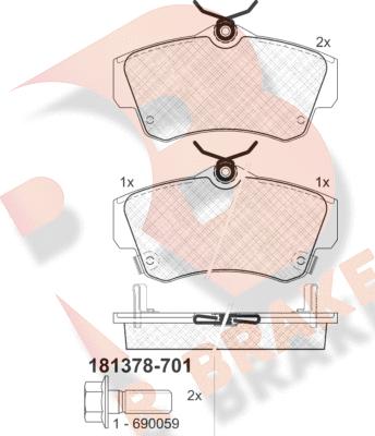 R Brake RB1378-701 - Brake Pad Set, disc brake autospares.lv