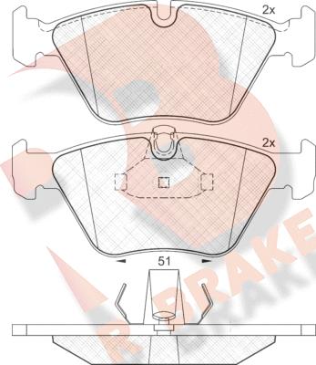 R Brake RB1296 - Brake Pad Set, disc brake autospares.lv