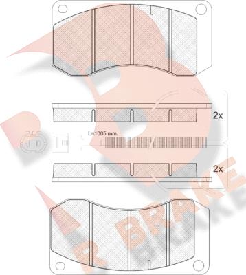 R Brake RB1244 - Brake Pad Set, disc brake autospares.lv