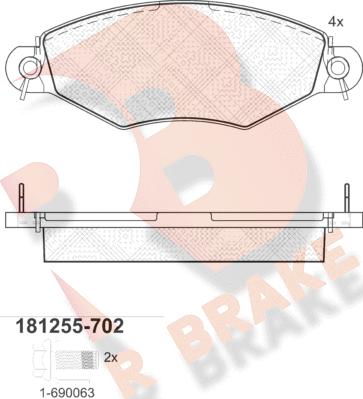 R Brake RB1255-702 - Brake Pad Set, disc brake autospares.lv