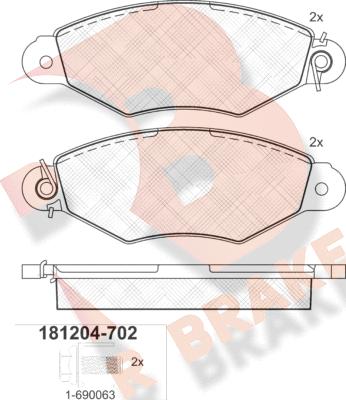 R Brake RB1204-702 - Brake Pad Set, disc brake autospares.lv