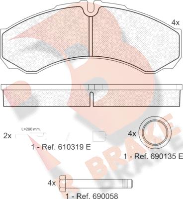 R Brake RB1208-123 - Brake Pad Set, disc brake autospares.lv