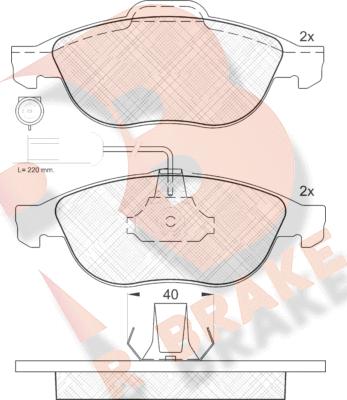 R Brake RB1212 - Brake Pad Set, disc brake autospares.lv