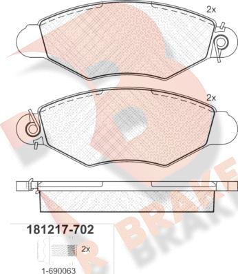 R Brake RB1217-702 - Brake Pad Set, disc brake autospares.lv