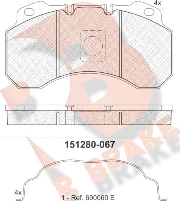 R Brake RB1280-067 - Brake Pad Set, disc brake autospares.lv