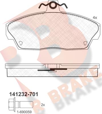 R Brake RB1232-701 - Brake Pad Set, disc brake autospares.lv