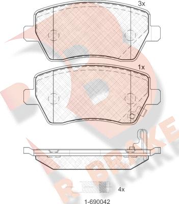 R Brake RB1748 - Brake Pad Set, disc brake autospares.lv