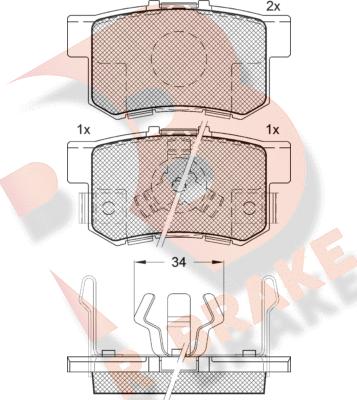 R Brake RB1718 - Brake Pad Set, disc brake autospares.lv