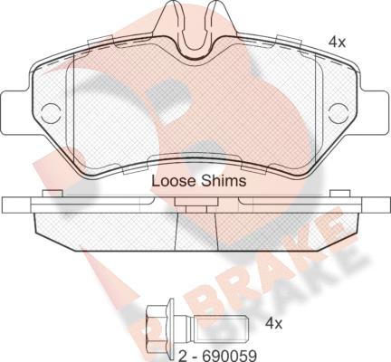 R Brake RB1787-204 - Brake Pad Set, disc brake autospares.lv