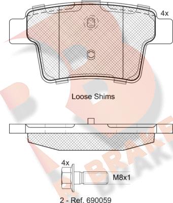 R Brake RB1722-701 - Brake Pad Set, disc brake autospares.lv