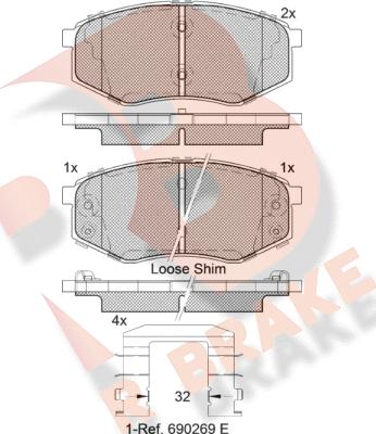 R Brake RB2094 - Brake Pad Set, disc brake autospares.lv