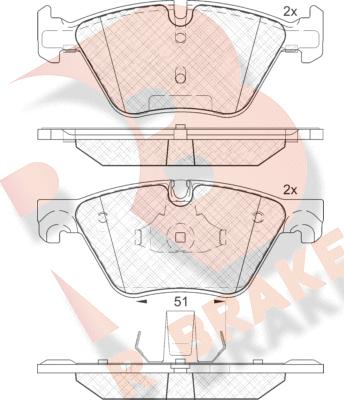 R Brake RB2002 - Brake Pad Set, disc brake autospares.lv